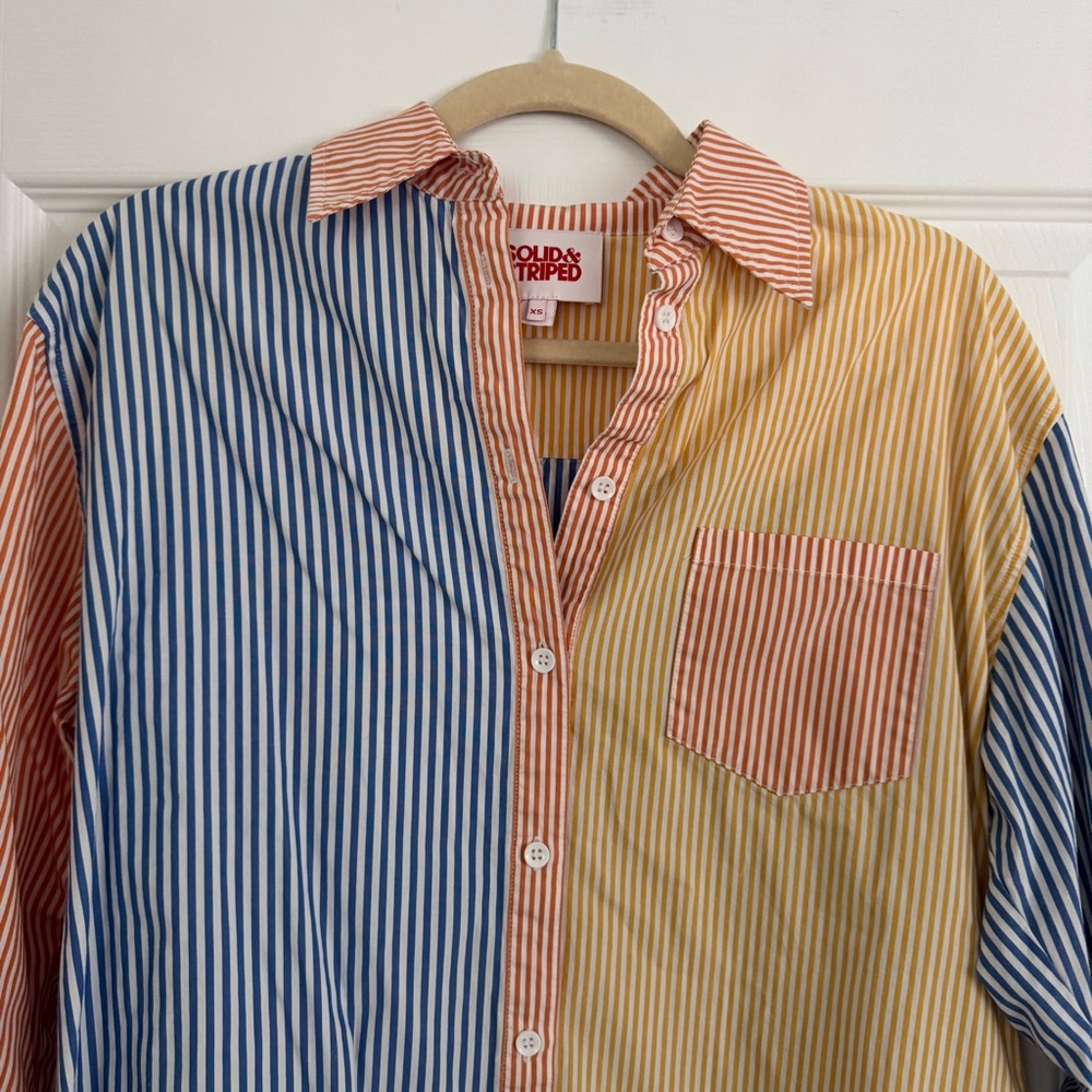 SOLID & STRIPED Blue and Yellow Casual Button Down Shirt - Picture 3 of 5